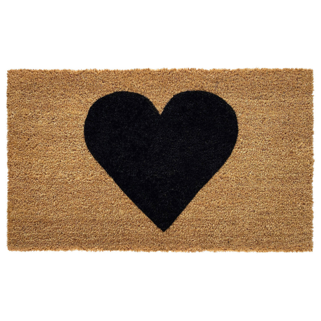 24" X 36" Brown And Black Heart Outdoor Coir Door Mat - Home & Garden