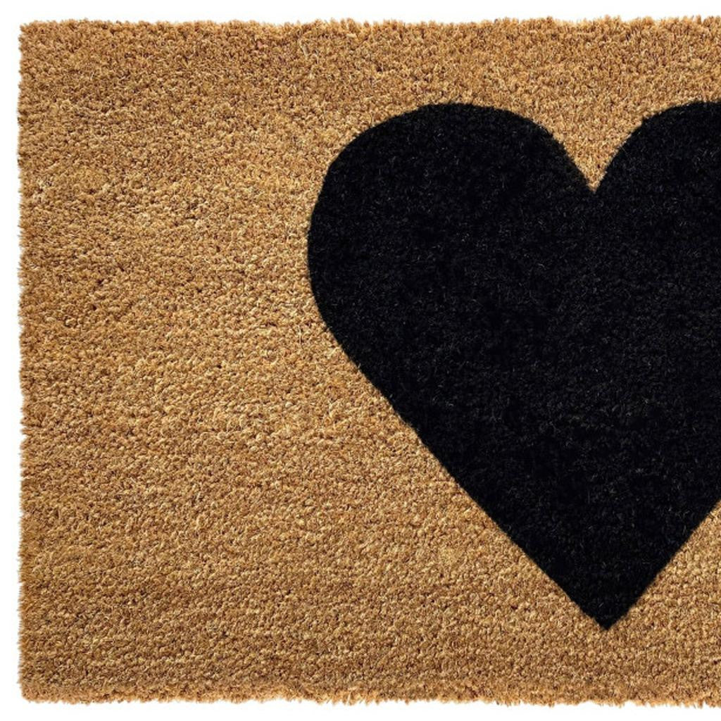 24" X 36" Brown And Black Heart Outdoor Coir Door Mat - Home & Garden