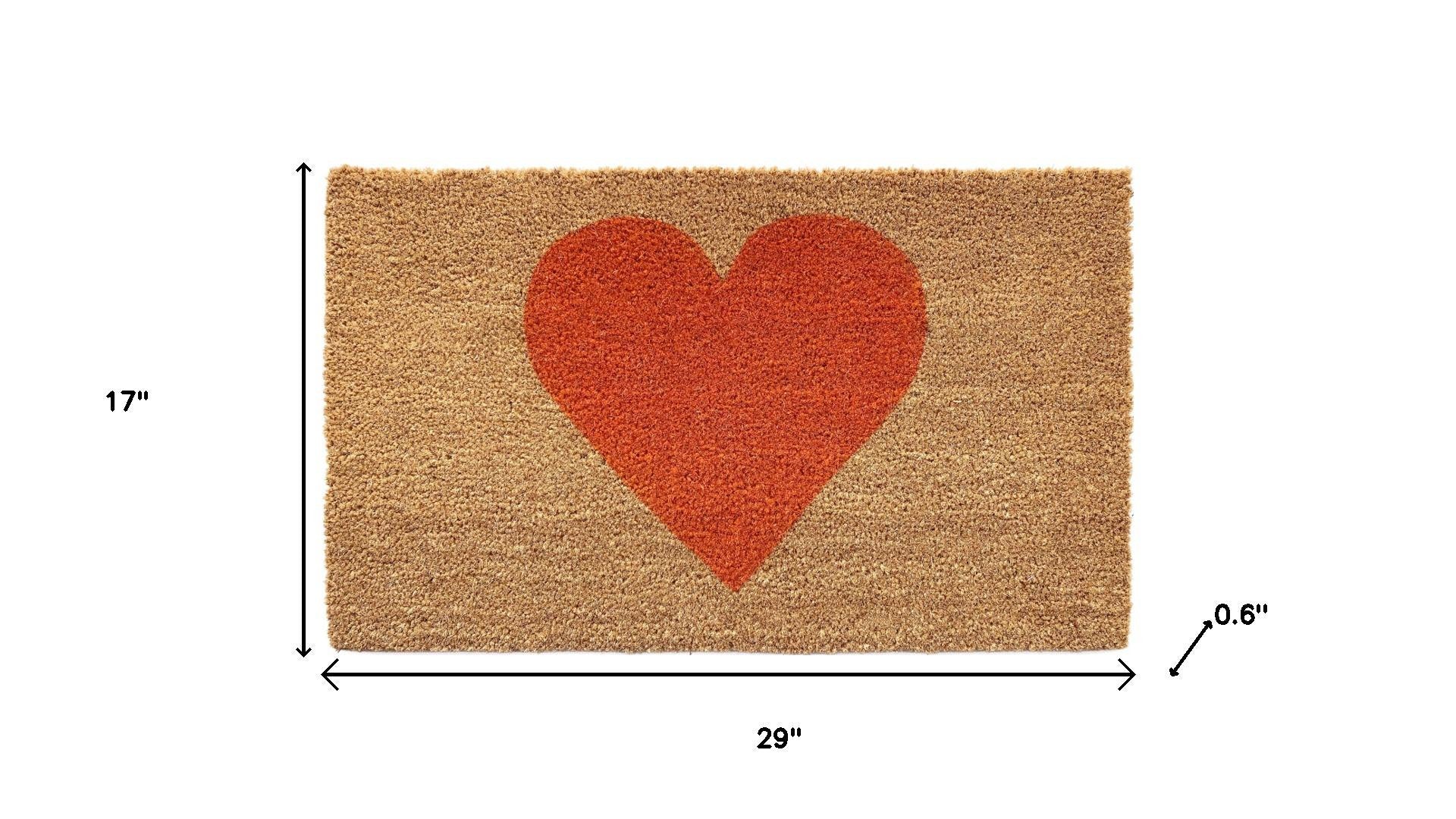 17" X 29" Brown And Orange Heart Outdoor Coir Door Mat - Home & Garden
