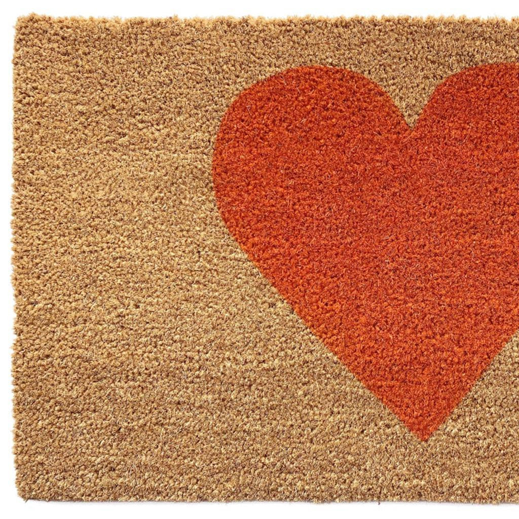 17" X 29" Brown And Orange Heart Outdoor Coir Door Mat - Home & Garden