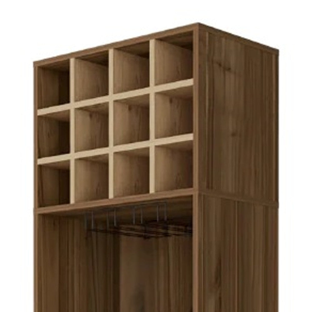 24" Beige and Mahogany Wood Corner Bar Cabinet With Single Door - Kitchen & Dining