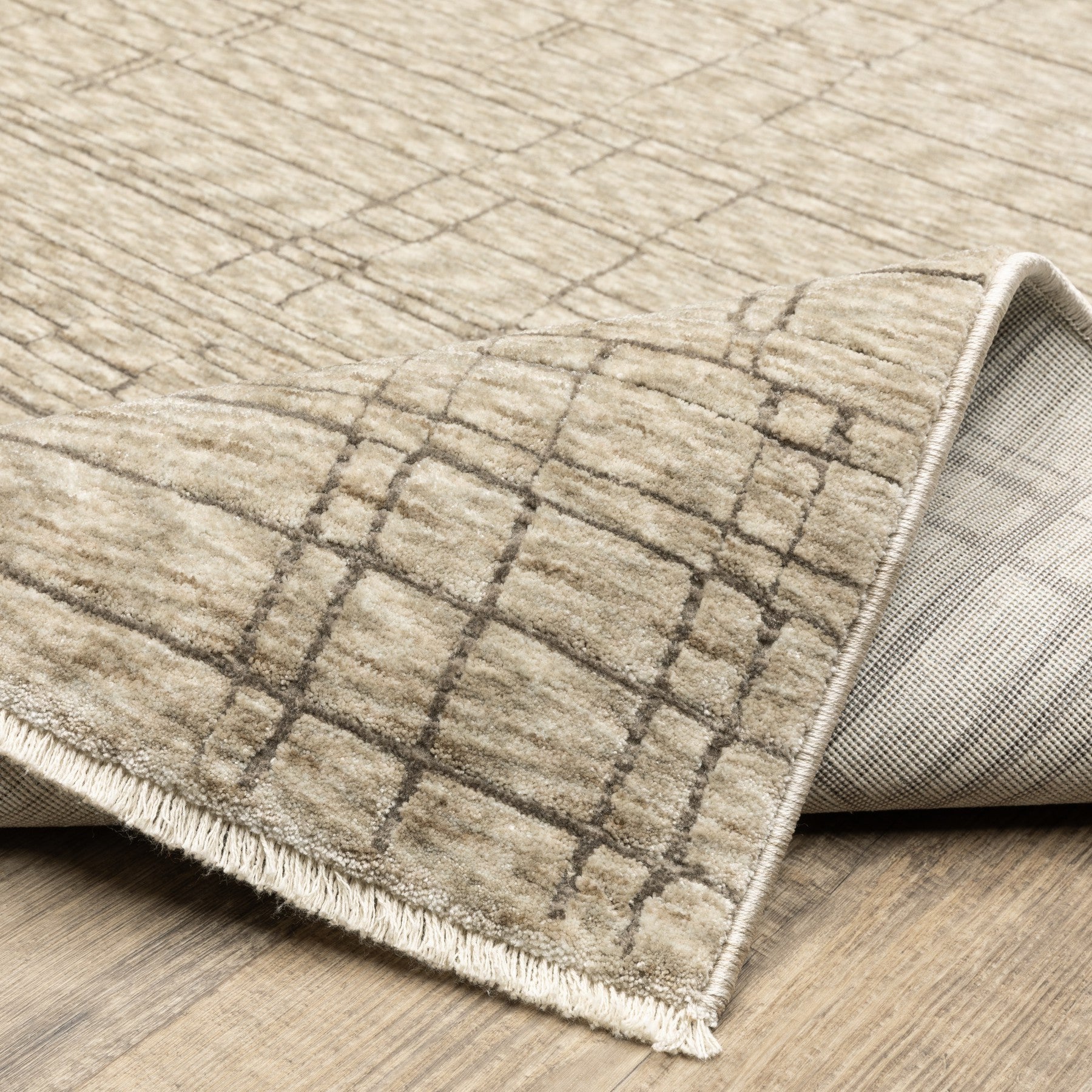 5' X 8' Beige And Brown Geometric Area Rug With Fringe - Home & Garden