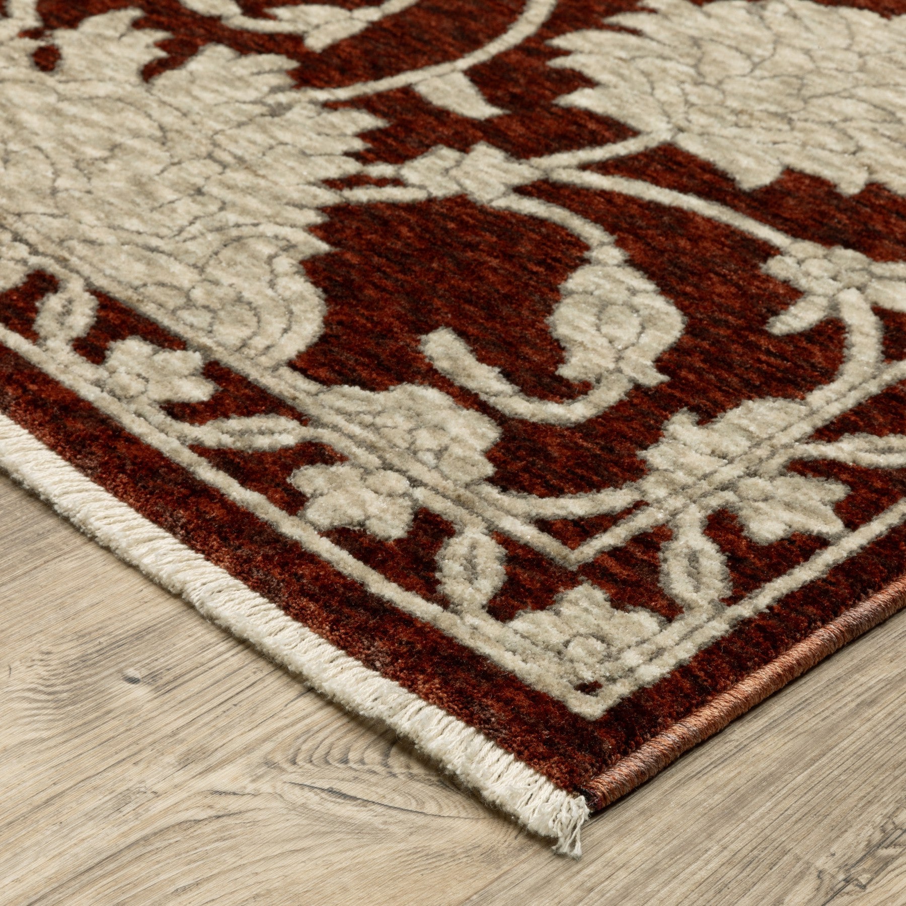 10' X 13' Beige Floral Area Rug With Fringe - Home & Garden