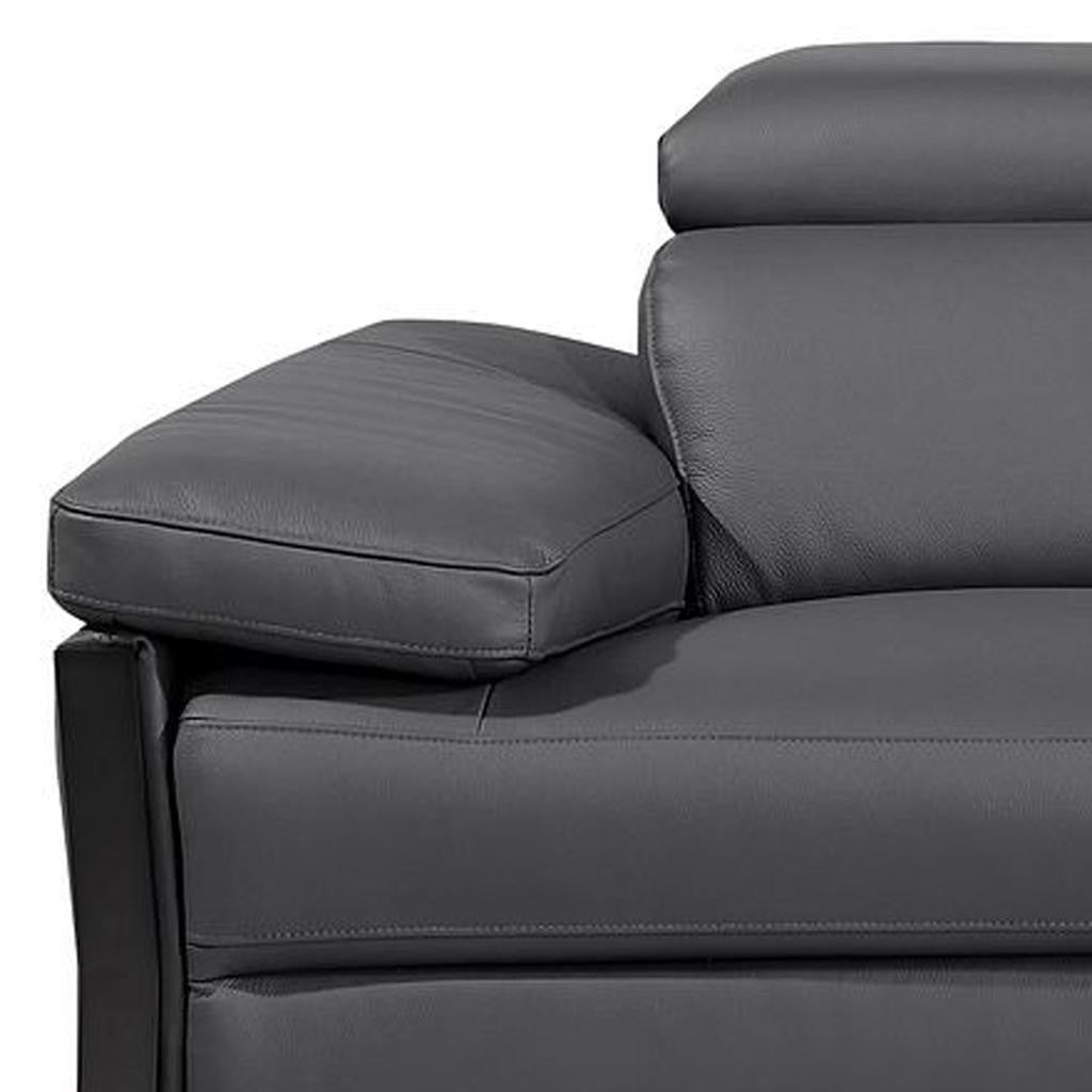 104" Dark Gray Italian Leather Reclining USB Sofa - Living Room
