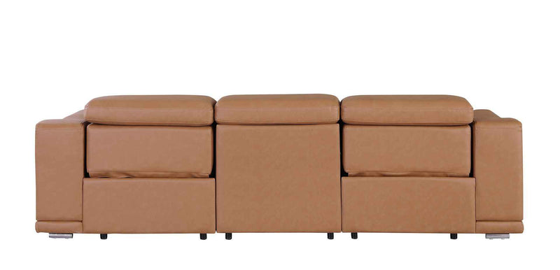 107" Chestnut Italian Leather Reclining USB Sofa - Living Room
