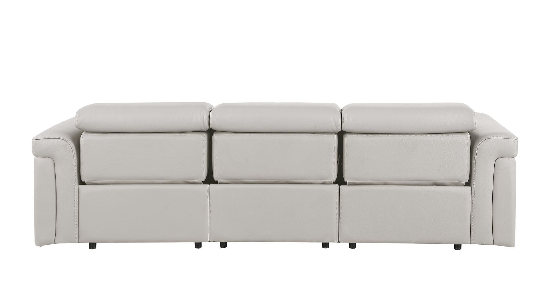 100" Light Gray Italian Leather Reclining USB Sofa - Living Room