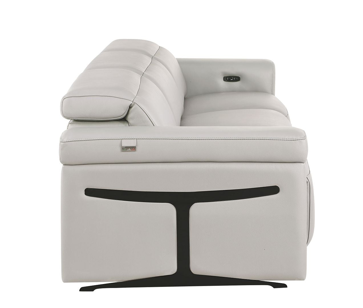 100" Light Gray Italian Leather Reclining USB Sofa - Living Room