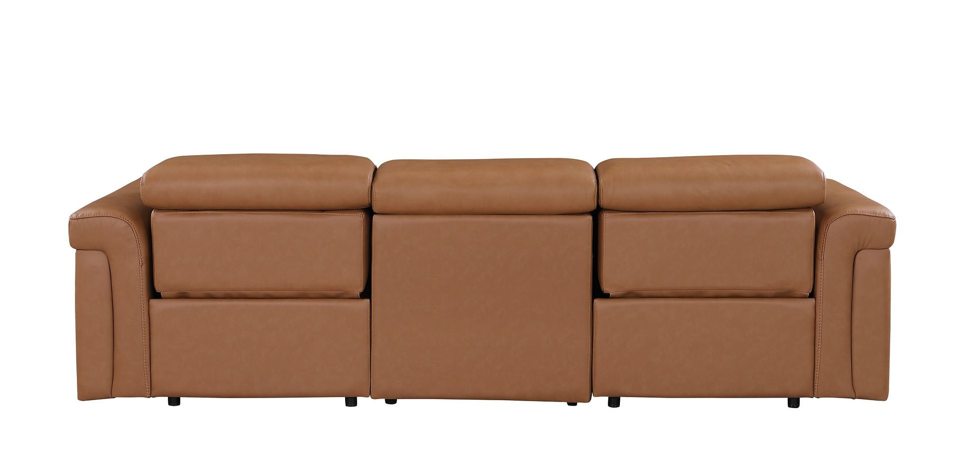 100" Chestnut Italian Leather Reclining USB Sofa - Living Room