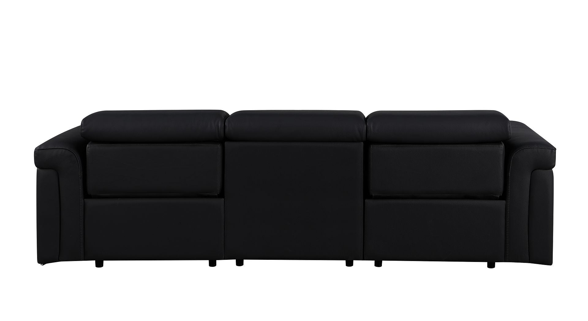 100" Black Italian Leather Reclining USB Sofa - Living Room