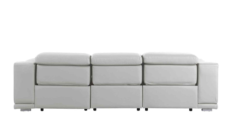 107" Light Gray Italian Leather Reclining USB Sofa - Living Room