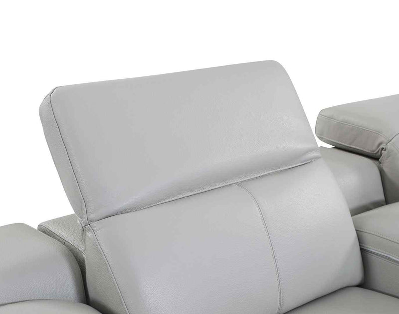 107" Light Gray Italian Leather Reclining USB Sofa - Living Room