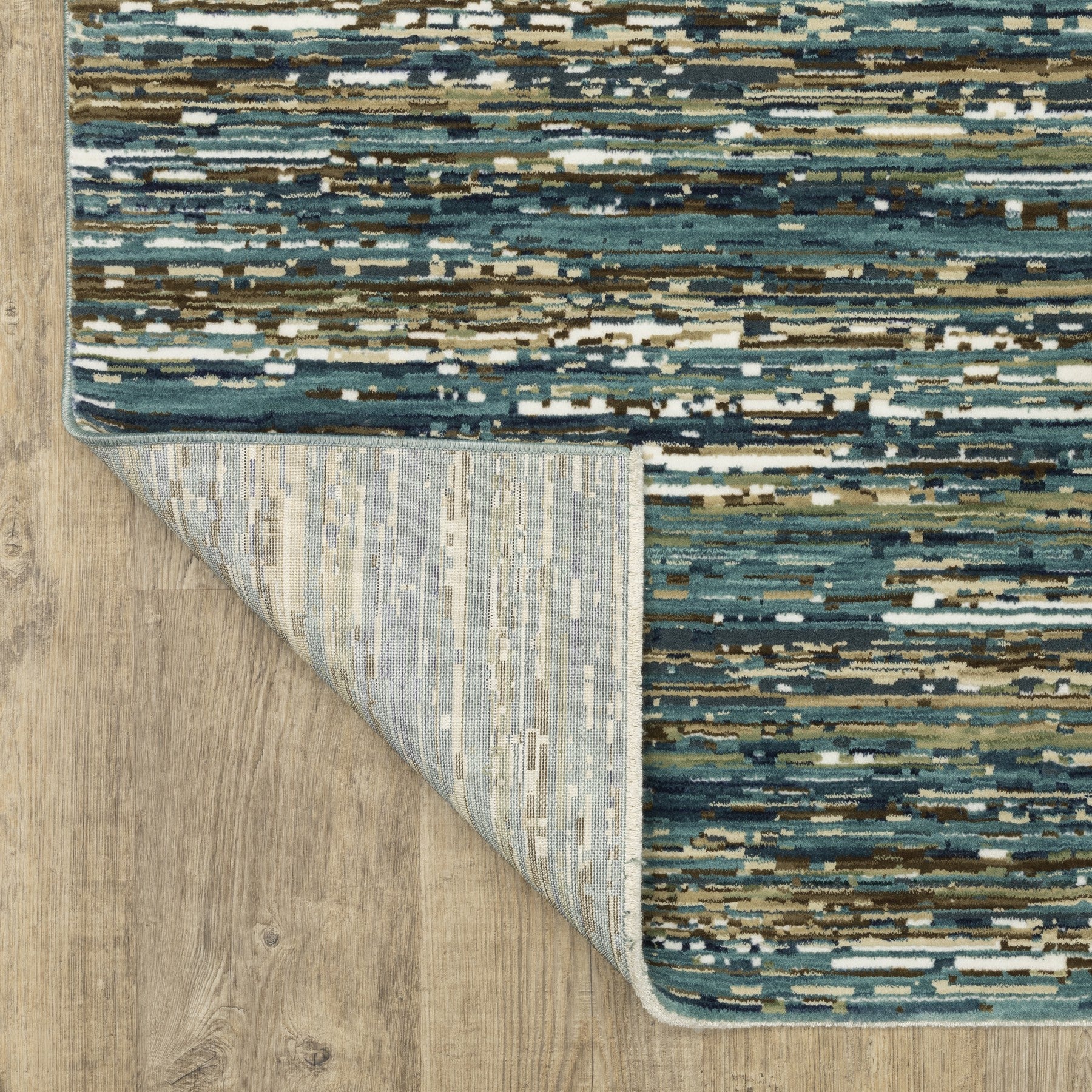 10' X 13' Blue Brown And Ivory Striped Area Rug - Home & Garden