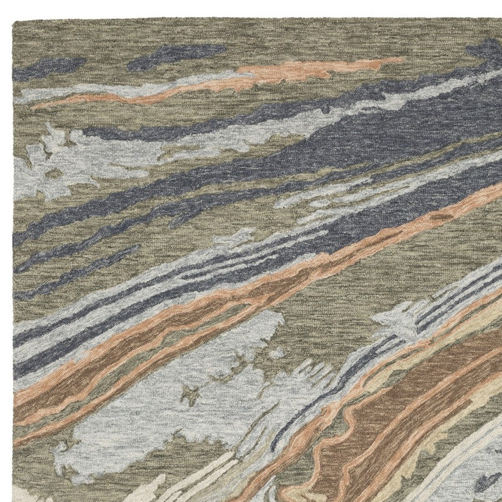 10' X 13' Gray And Blue Wool Abstract Hand Tufted Area Rug - Home & Garden
