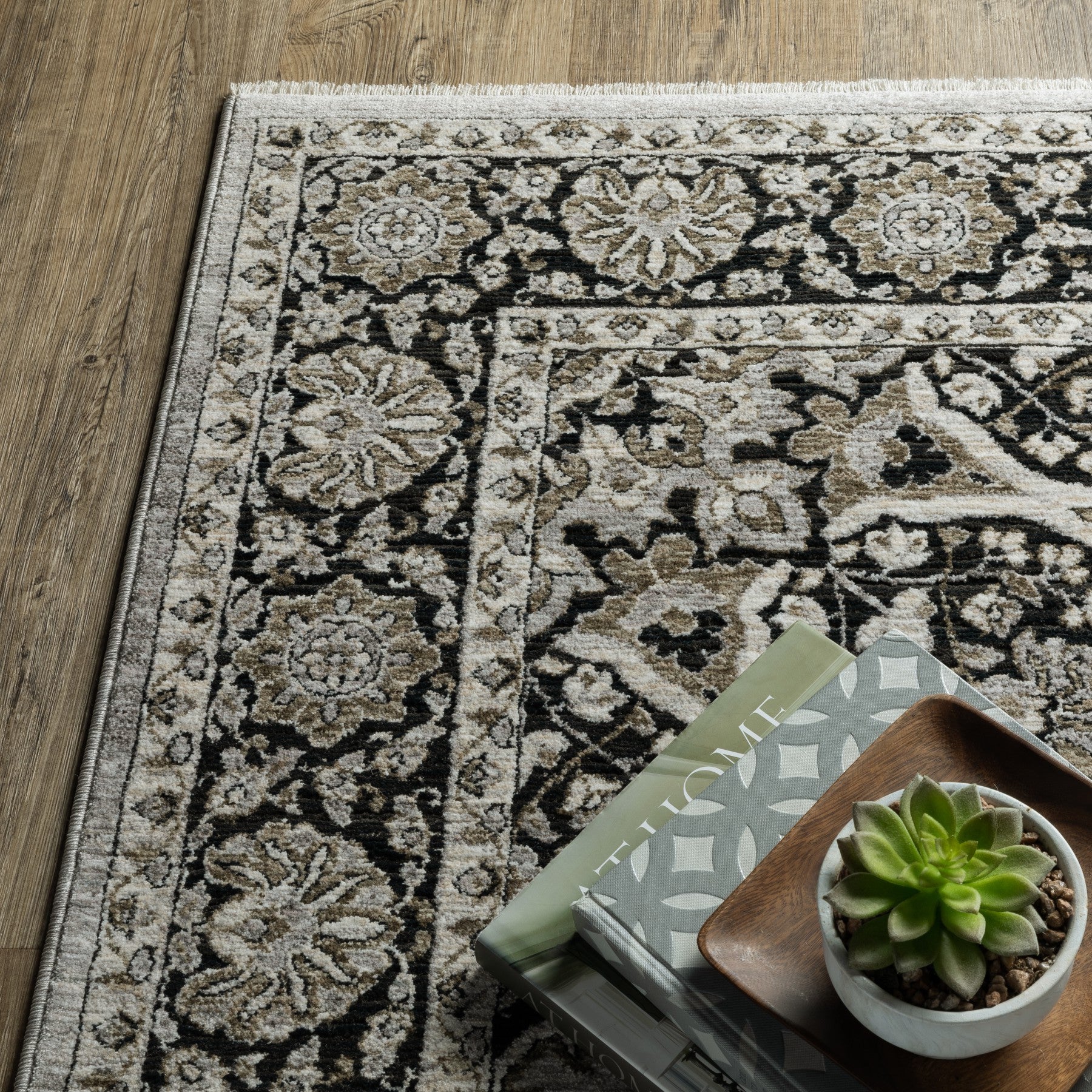 10' X 13' Gray And Black Medallion Area Rug With Fringe - Home & Garden