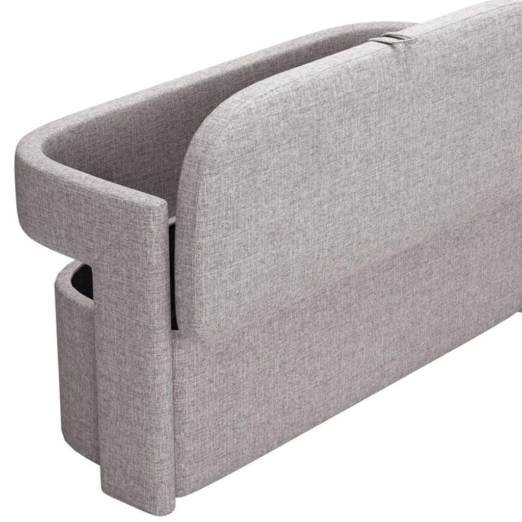 55" Gray Fabric Upholstered Storage Bench With Flip Top - Living Room