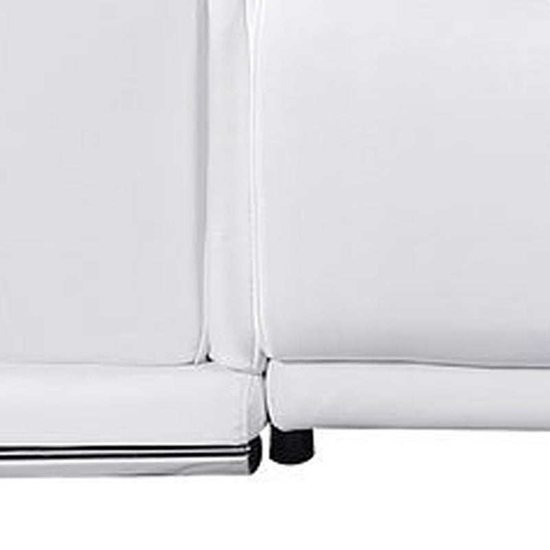 134" White Italian Leather Reclining USB and Wireless Charger Sofa And Storage - Living Room