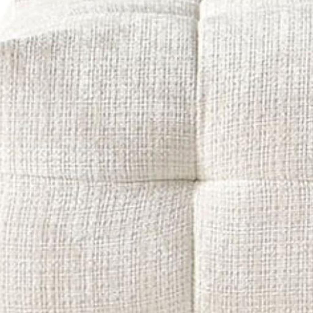 36" Beige and Black Chenille Tufted Pouf Ottoman - Living Room
