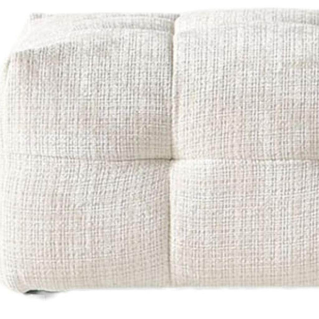 36" Beige and Black Chenille Tufted Pouf Ottoman - Living Room