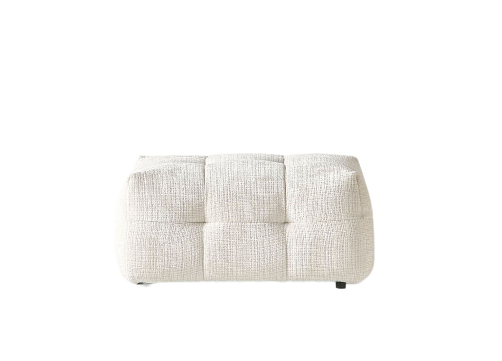 36" Beige and Black Chenille Tufted Pouf Ottoman - Living Room