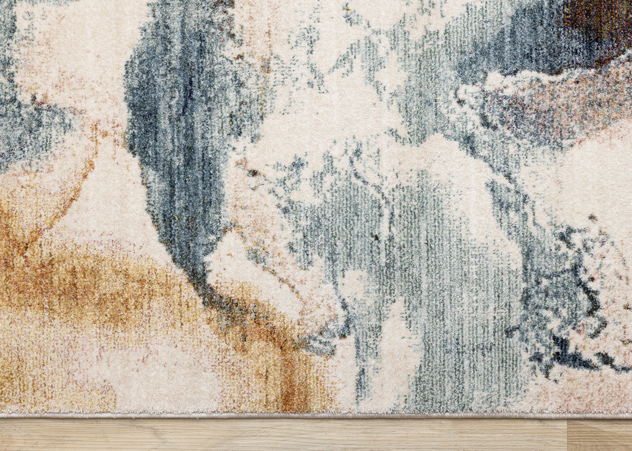 5' X 8' Cream Copper And Blue Abstract Area Rug - Home & Garden
