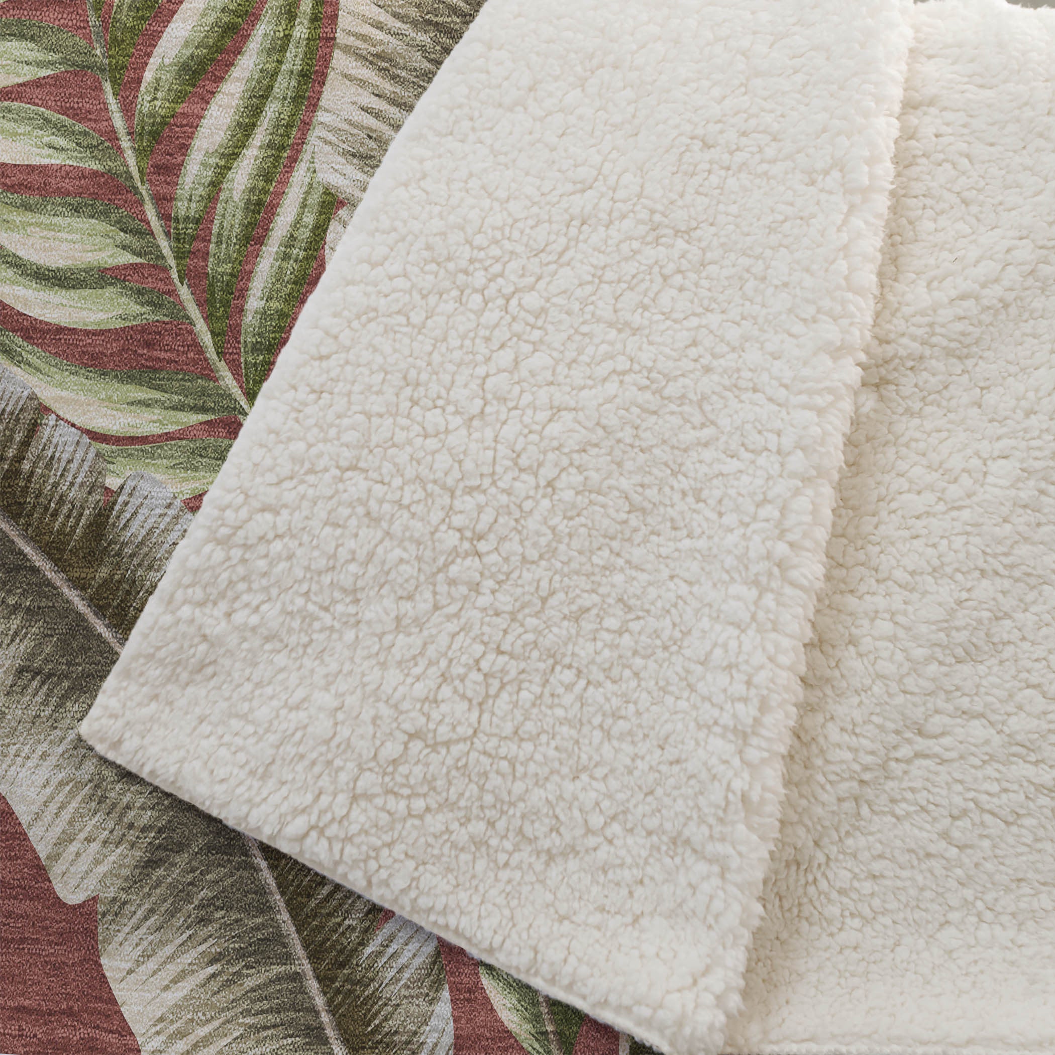 50" X 70" Rust Green And Beige Microfiber Leaves Plush Throw Blanket - Home & Garden