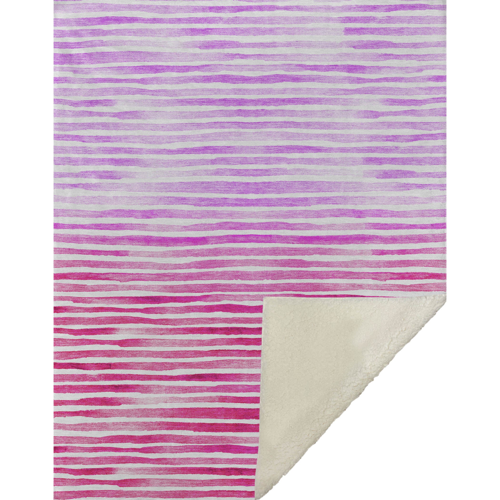 50" X 70" Pink And Ivory Microfiber Striped Plush Throw Blanket - Home & Garden