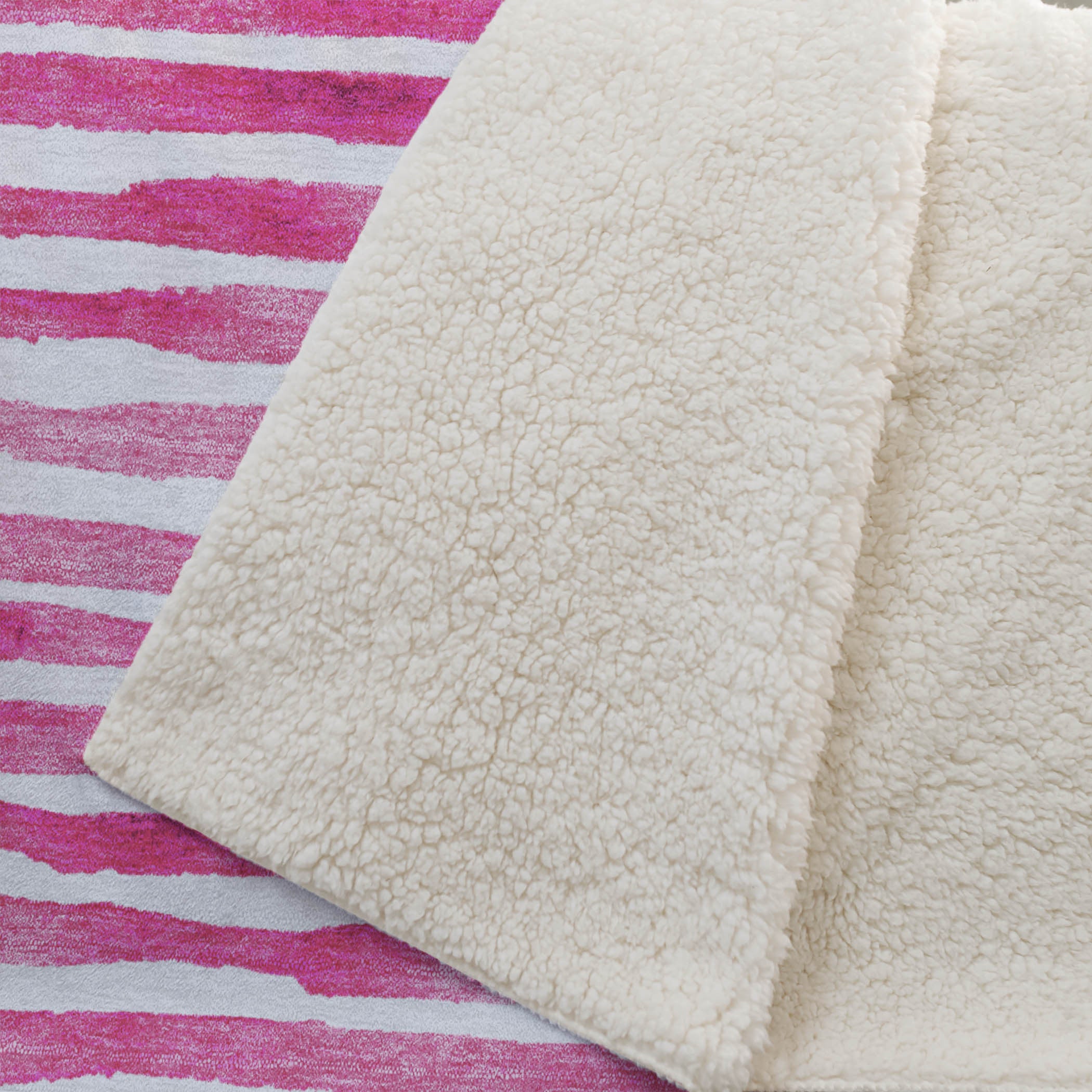 50" X 70" Pink And Ivory Microfiber Striped Plush Throw Blanket - Home & Garden