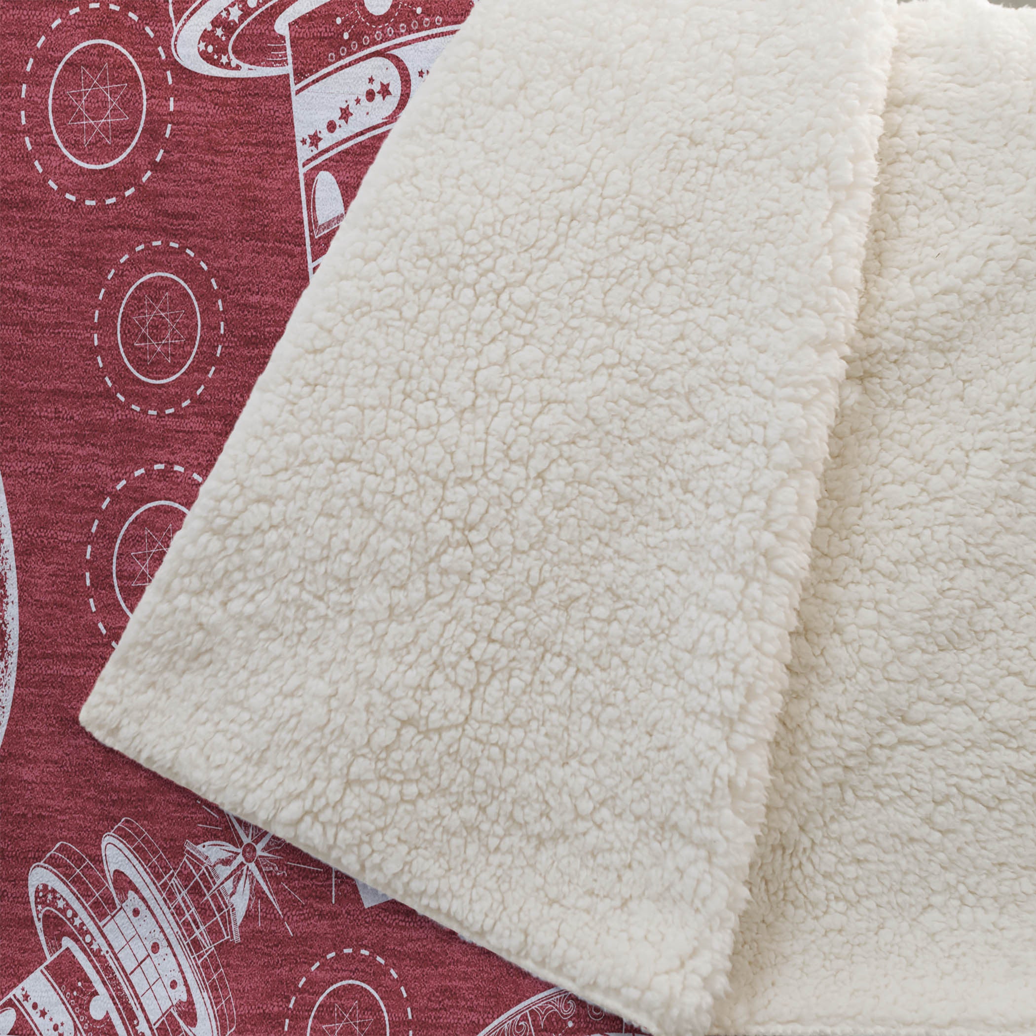 50" X 70" Red And Ivory Microfiber Geometric Plush Throw Blanket - Home & Garden