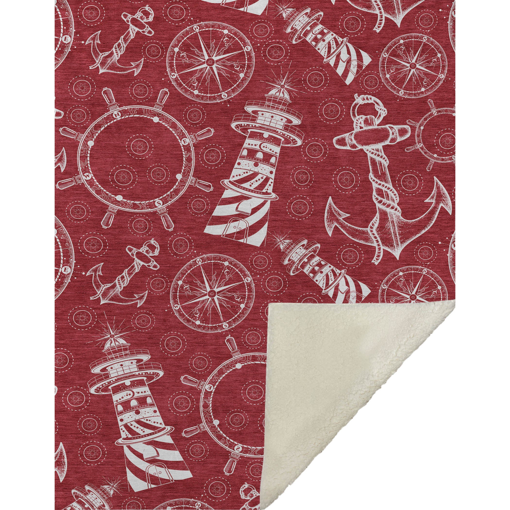 50" X 70" Red And Ivory Microfiber Geometric Plush Throw Blanket - Home & Garden