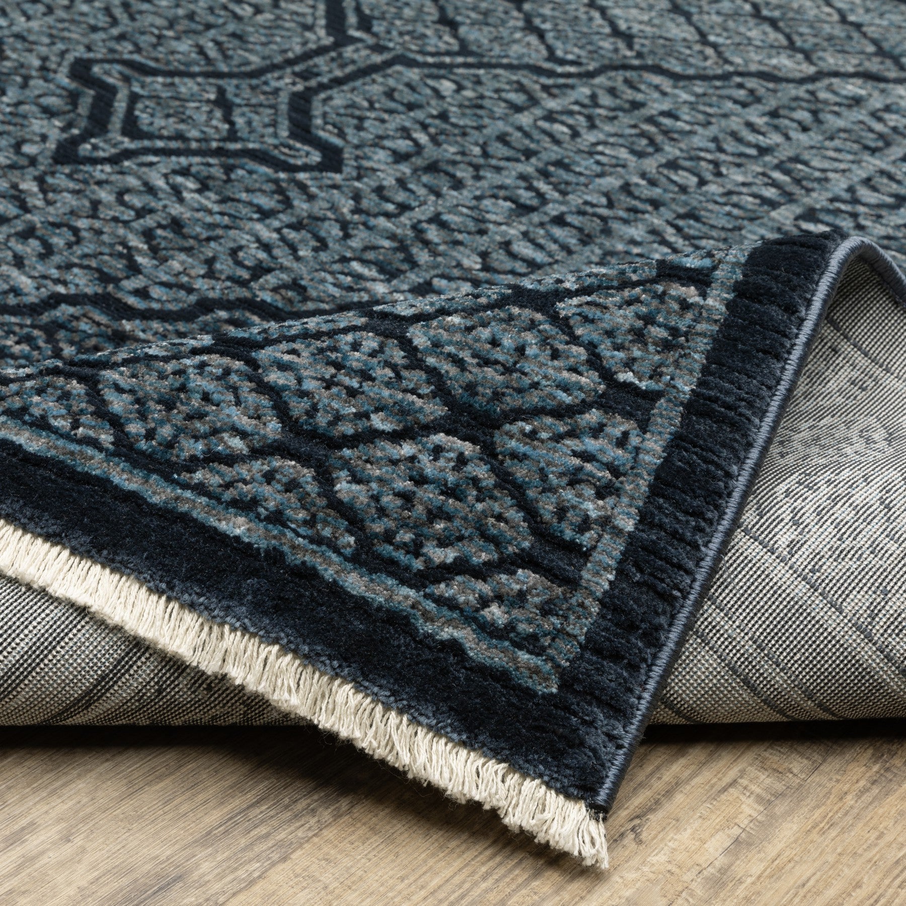 5' X 8' Blue And Teal Medallion Area Rug With Fringe - Home & Garden