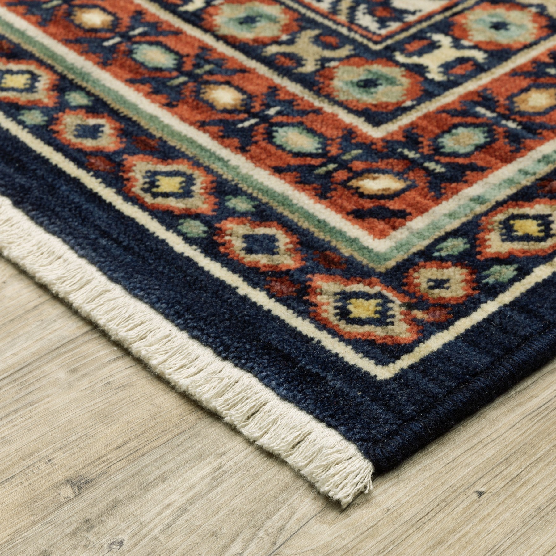 2' X 3' Navy Blue Oriental Area Rug With Fringe - Home & Garden