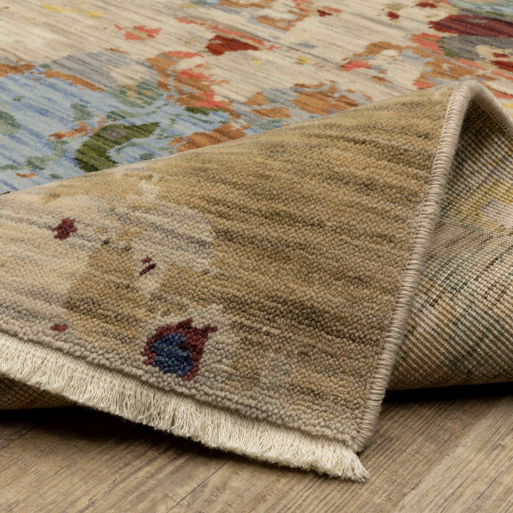 12' Beige Pink And Yellow Abstract Runner Rug With Fringe - Home & Garden
