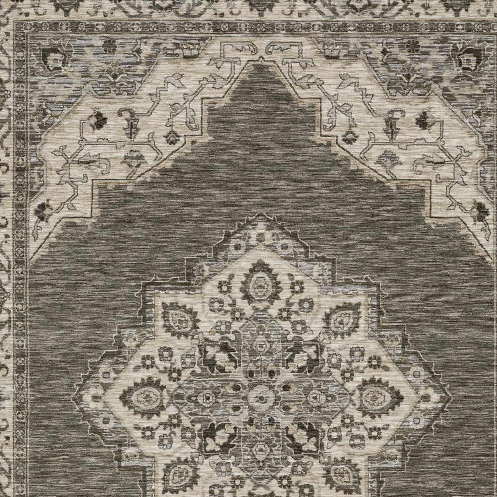 10' X 13' Gray And Beige Medallion Area Rug With Fringe - Home & Garden