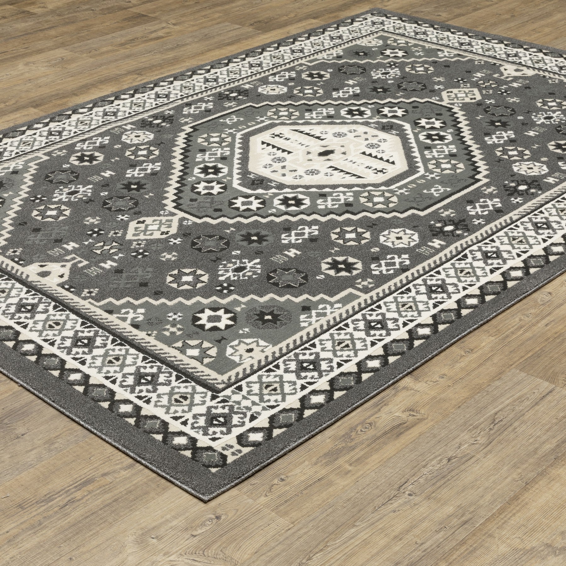 10' X 13' Gray And Ivory Medallion Area Rug - Home & Garden