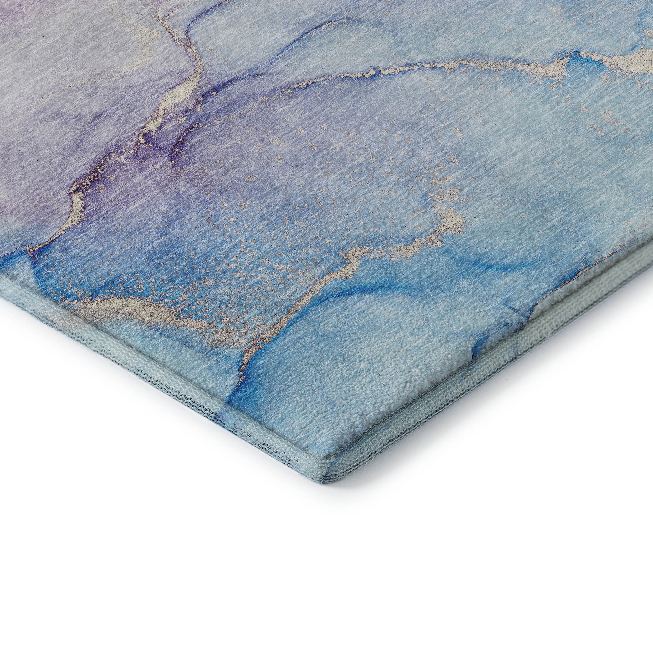 3' X 5' Purple Blue And Ivory Abstract Washable Area Rug With UV Protection - Home & Garden