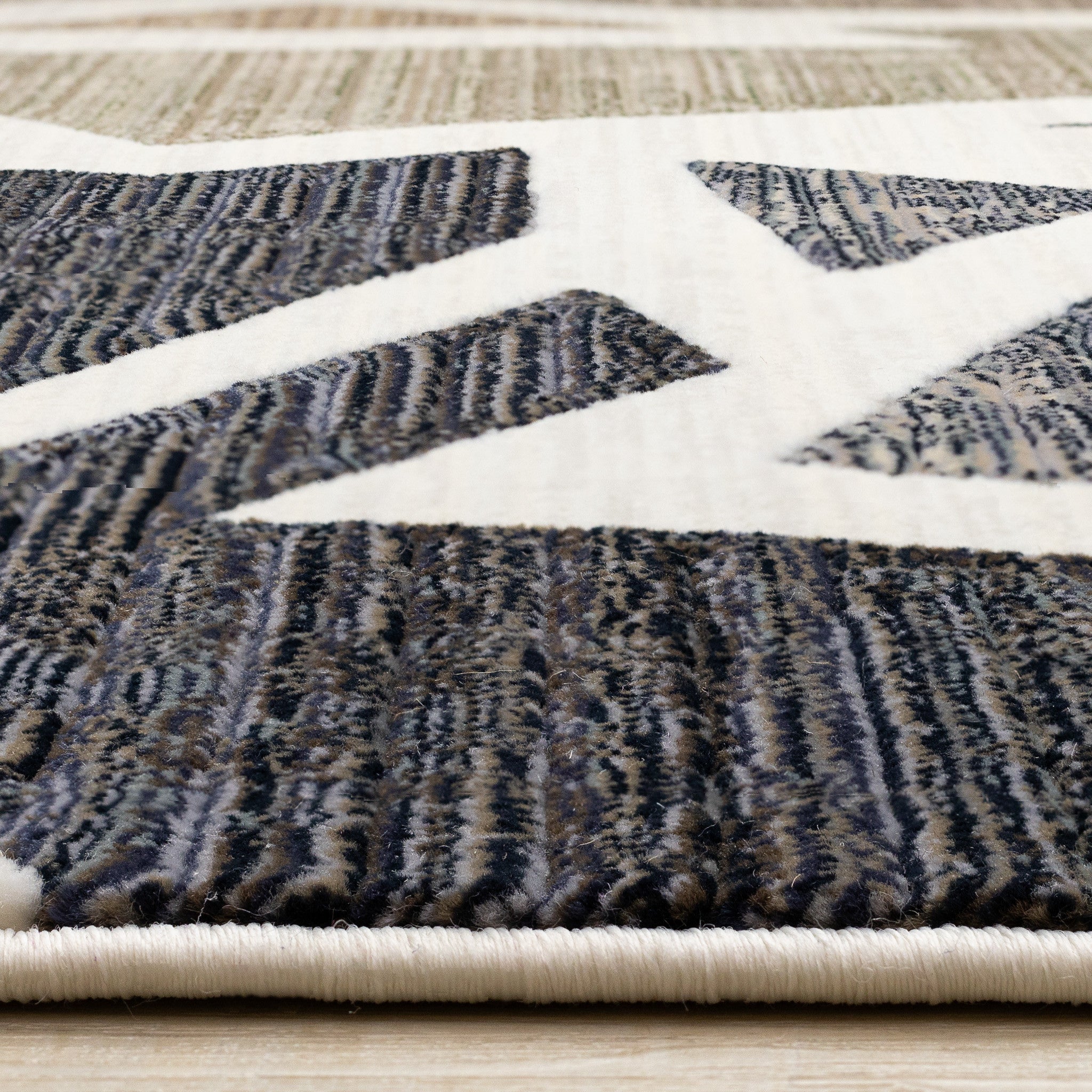 5' X 8' Cream Black And Tan Abstract Area Rug - Home & Garden