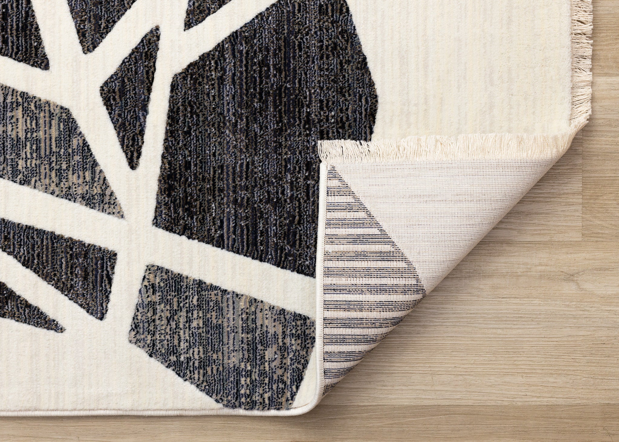 8' X 10' Cream Black And Tan Abstract Area Rug - Home & Garden