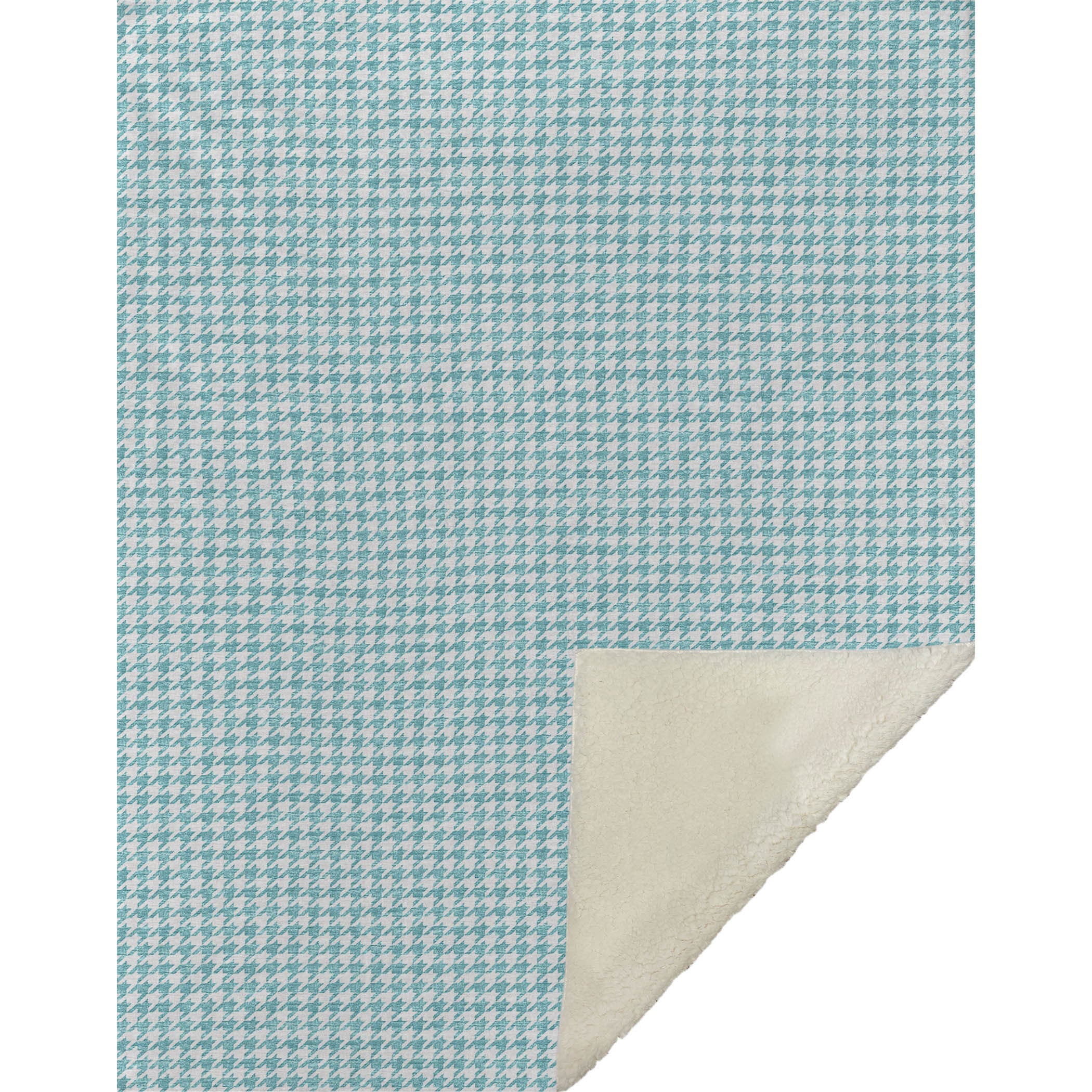 50" X 70" Aqua And White Microfiber Houndstooth Plush Throw Blanket - Home & Garden