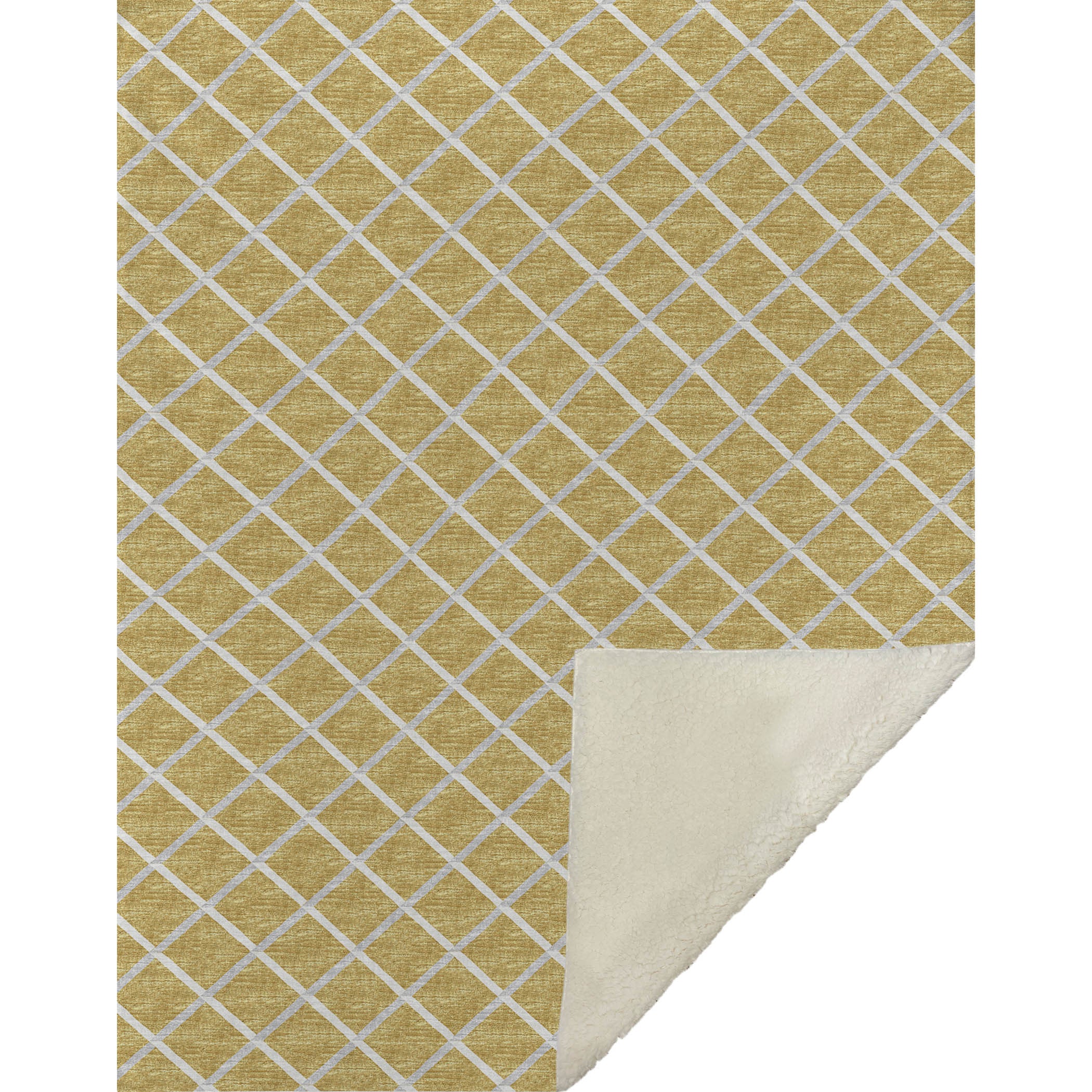 50" X 70" Gold And Ivory Microfiber Geometric Plush Throw Blanket - Home & Garden