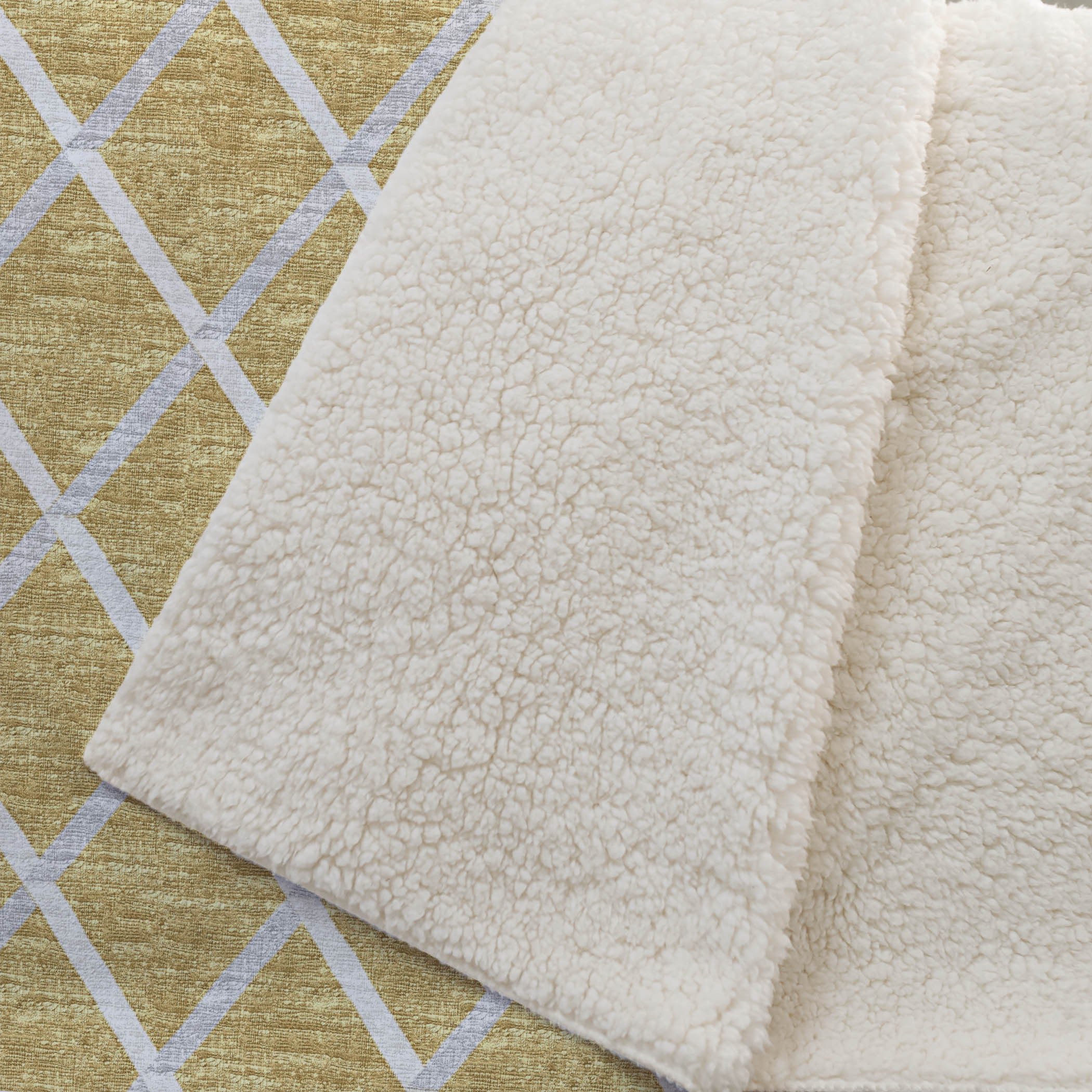 50" X 70" Gold And Ivory Microfiber Geometric Plush Throw Blanket - Home & Garden