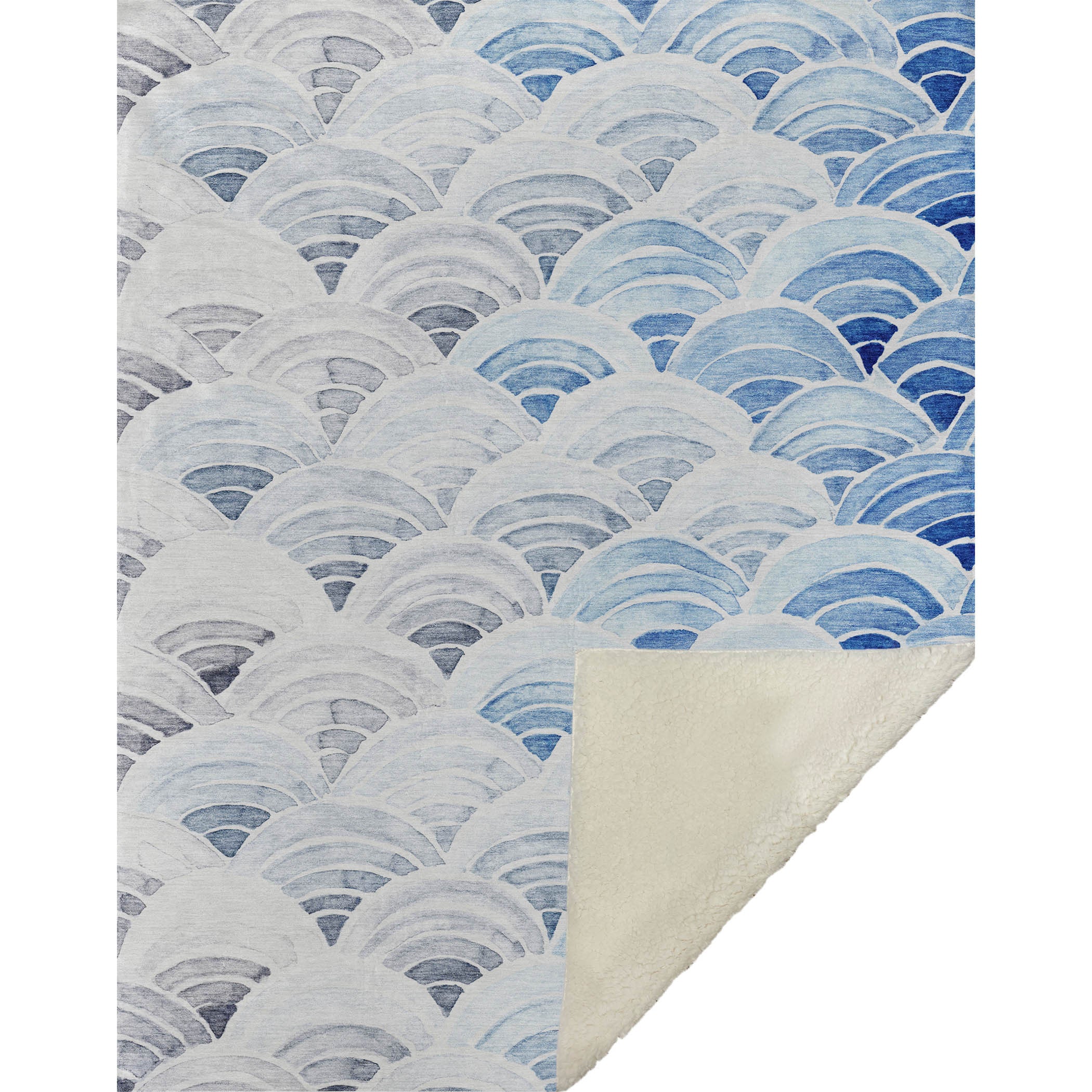 50" X 70" Blue And Ivory Microfiber Coastal Seashell Plush Throw Blanket - Home & Garden