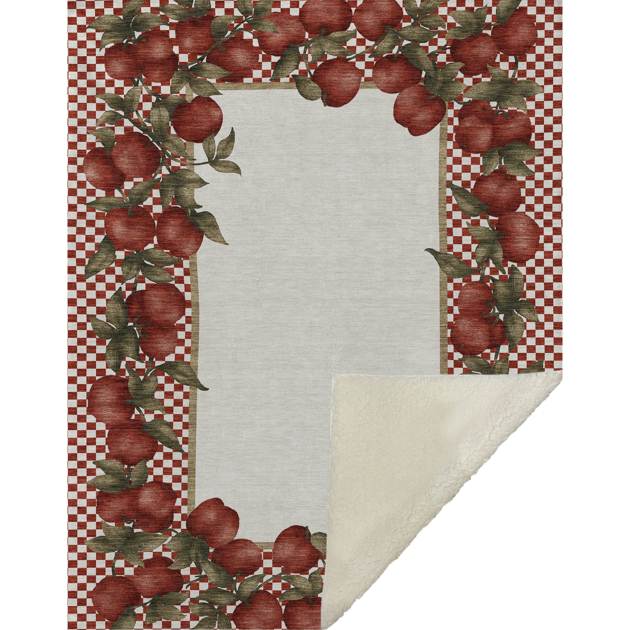 50" X 70" Red Ivory And Green Microfiber Checkered Plush Throw Blanket - Home & Garden