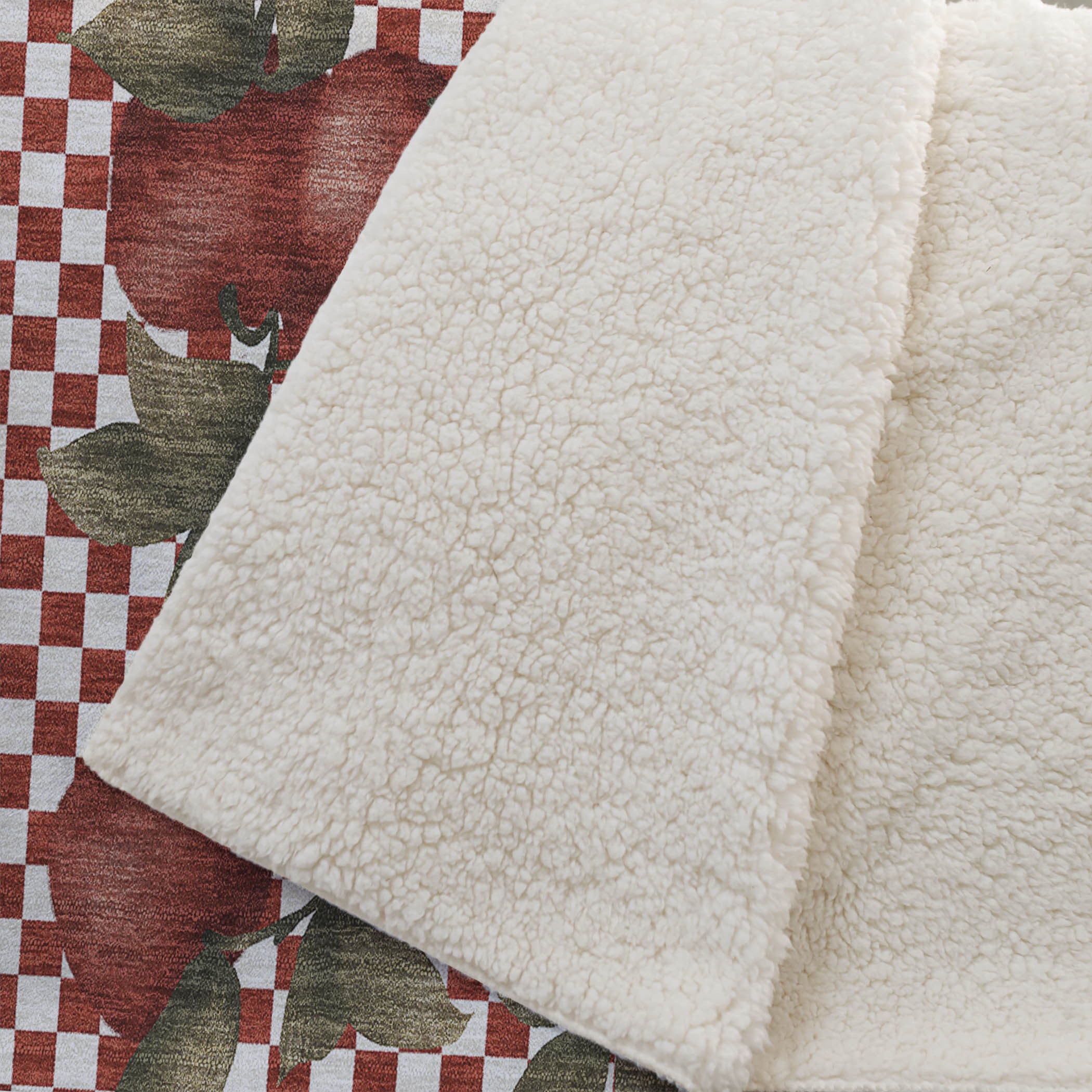 50" X 70" Red Ivory And Green Microfiber Checkered Plush Throw Blanket - Home & Garden