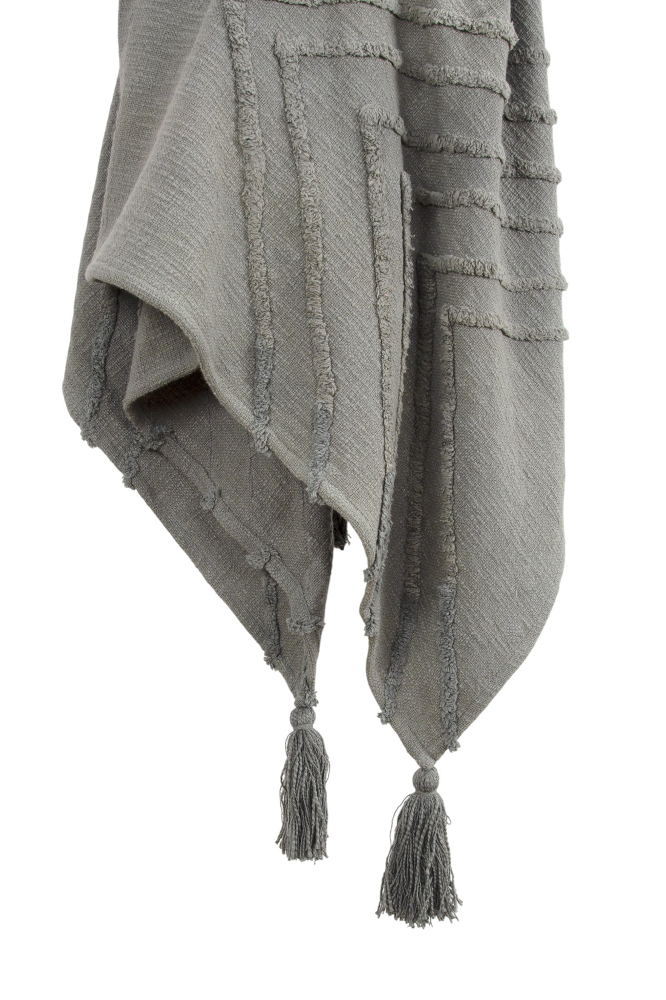 50" X 60" Gray Cotton Woven Geometric Throw Blanket with Tassels - Home & Garden