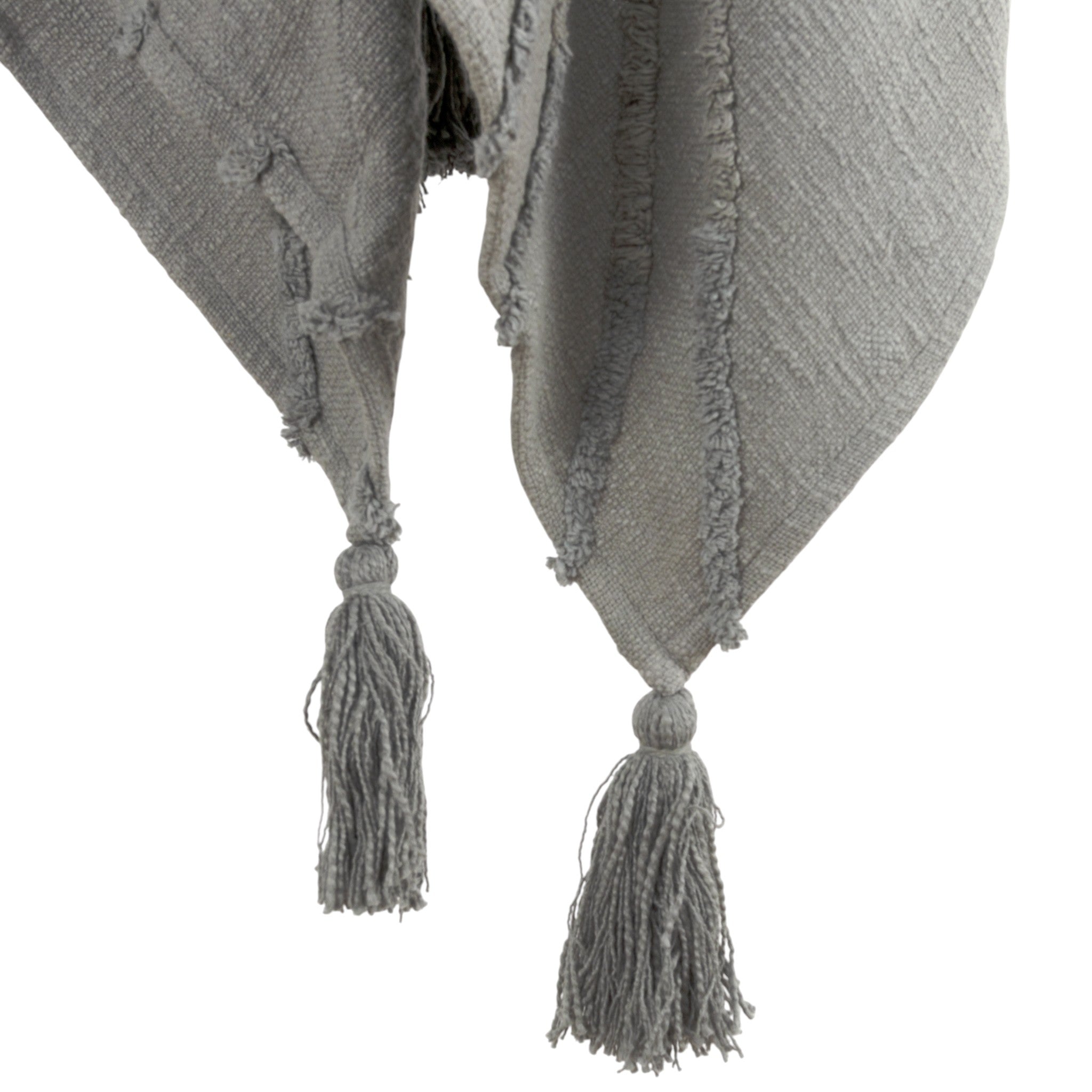 50" X 60" Gray Cotton Woven Geometric Throw Blanket with Tassels - Home & Garden