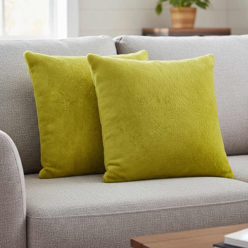 Set of Two 18" Yellow Cowhide Throw Pillows - Home Decor