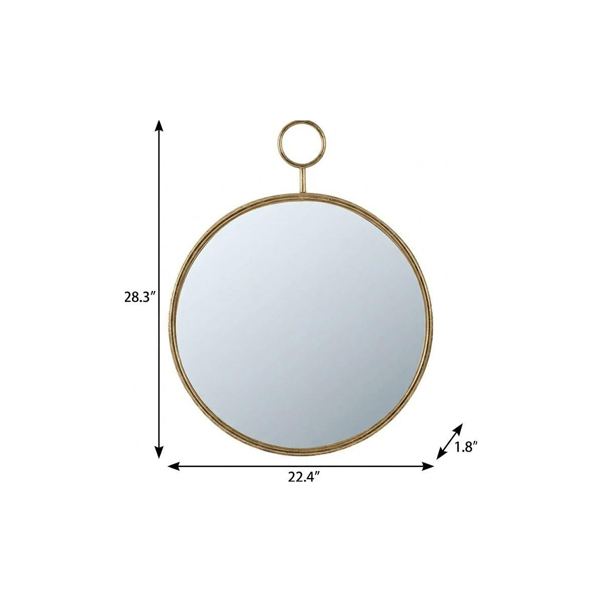 28" Gold Round Iron Framed Accent Mirror - Bed & Bath