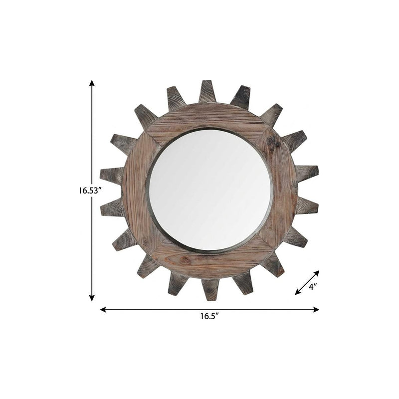 17" Brown Solid Wood Abstract Framed Accent Mirror - Bed & Bath