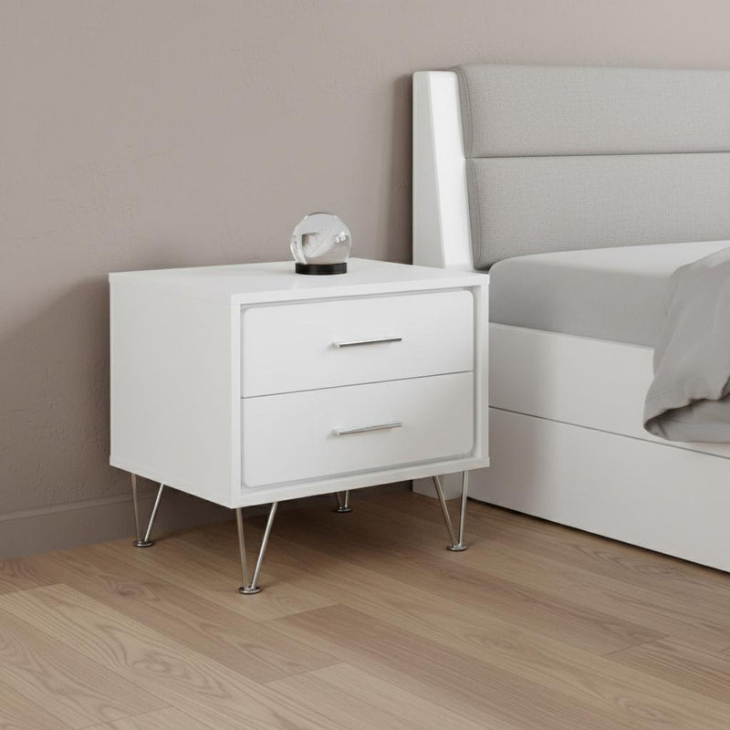 18" Wood Two Drawer Nightstand - Bed & Bath