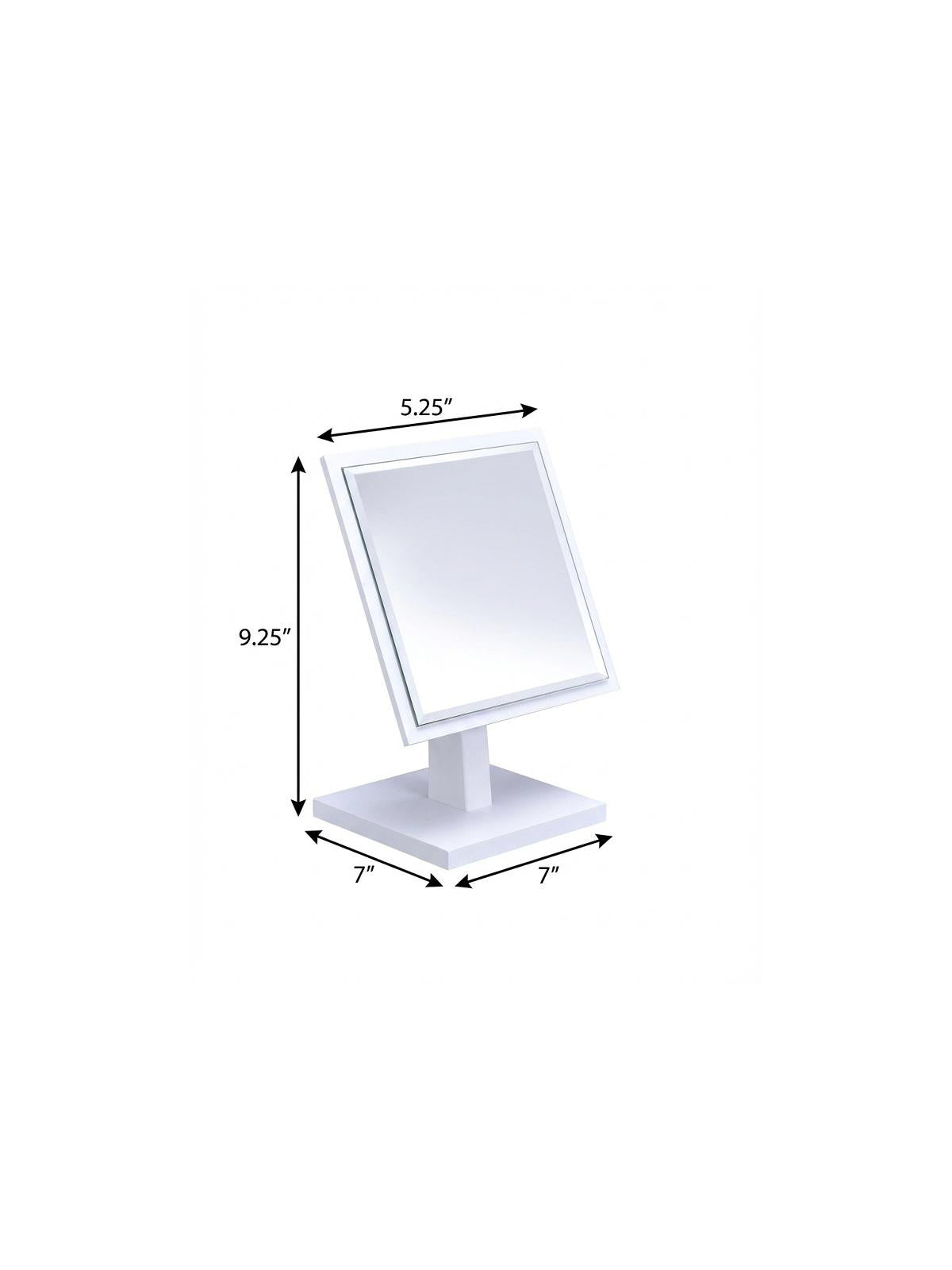 9" White Wood Square Freestanding Framed Makeup Shaving Tabletop Mirror - Bed & Bath